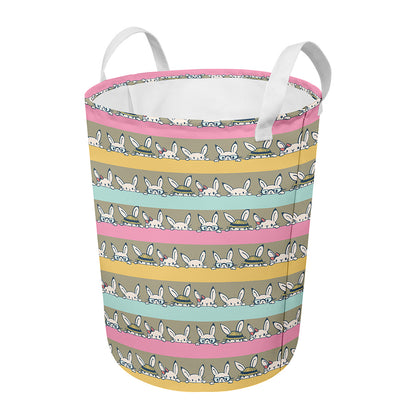 Cartoon Rabbit Pattern Print Round Laundry Basket