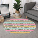 Cartoon Rabbit Pattern Print Round Rug