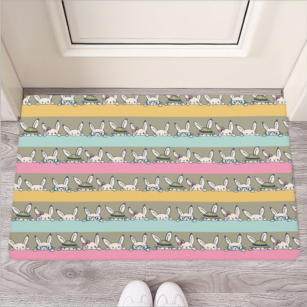 Cartoon Rabbit Pattern Print Rubber Doormat