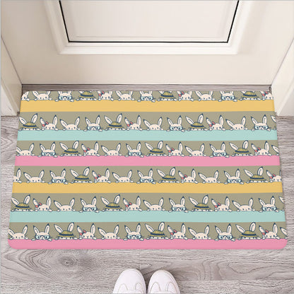 Cartoon Rabbit Pattern Print Rubber Doormat