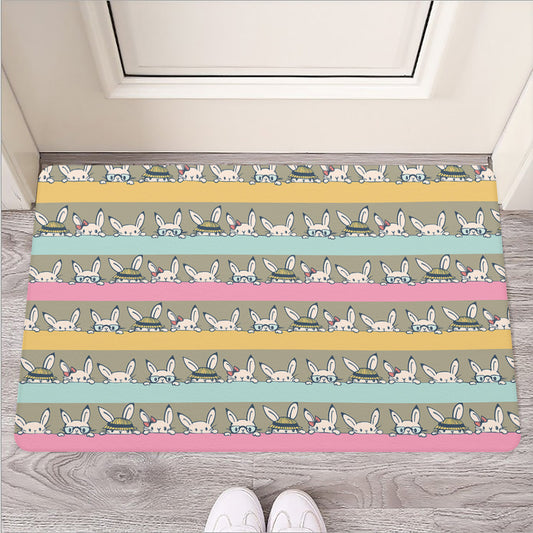 Cartoon Rabbit Pattern Print Rubber Doormat