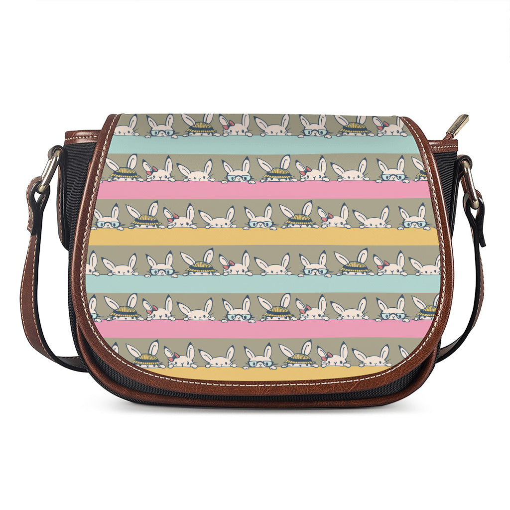 Cartoon Rabbit Pattern Print Saddle Bag