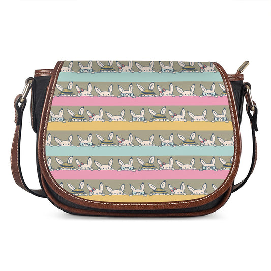 Cartoon Rabbit Pattern Print Saddle Bag