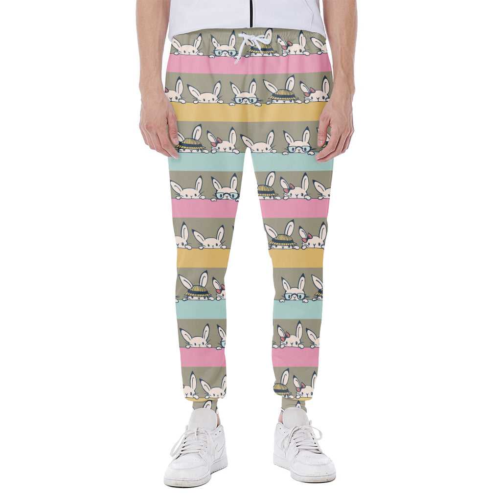 Cartoon Rabbit Pattern Print Scuba Joggers