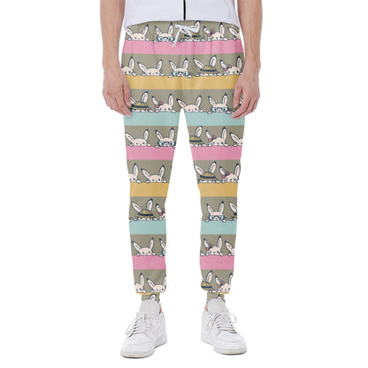 Cartoon Rabbit Pattern Print Scuba Joggers