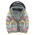 Cartoon Rabbit Pattern Print Sherpa Lined Zip Up Hoodie