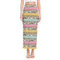 Cartoon Rabbit Pattern Print Side Slit Maxi Skirt