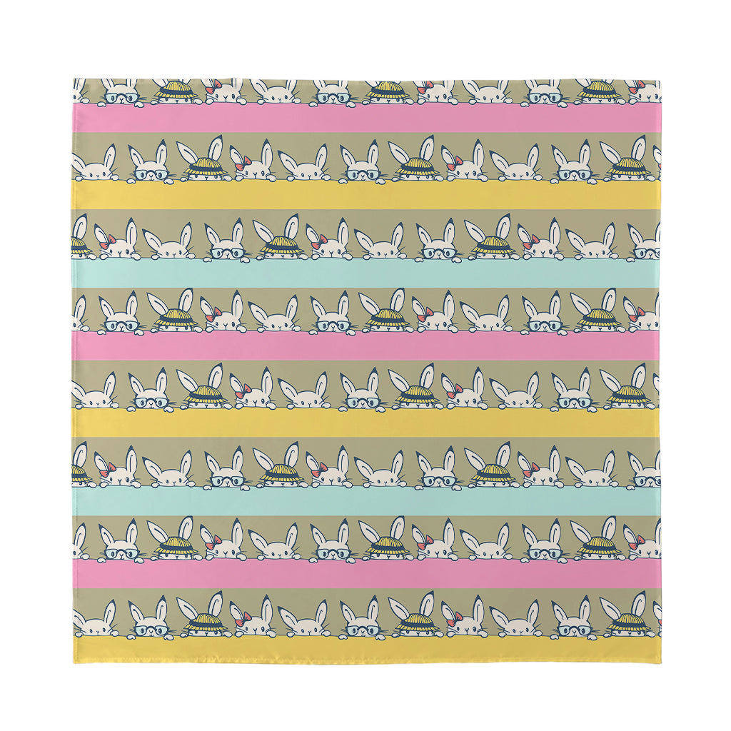 Cartoon Rabbit Pattern Print Silk Bandana