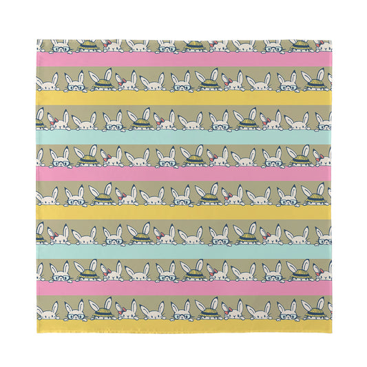 Cartoon Rabbit Pattern Print Silk Bandana