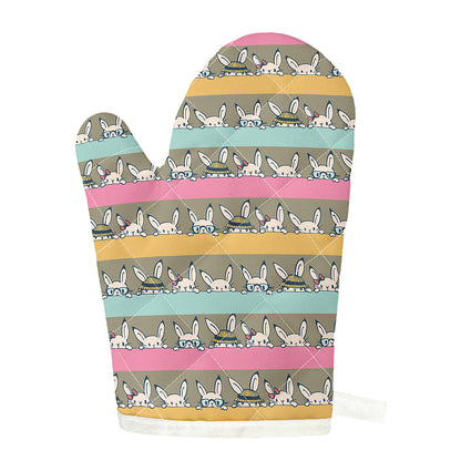 Cartoon Rabbit Pattern Print Single Oven Mitt