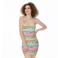 Cartoon Rabbit Pattern Print Sleeveless Bodycon Dress