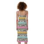 Cartoon Rabbit Pattern Print Slim Fit Midi Cami Dress