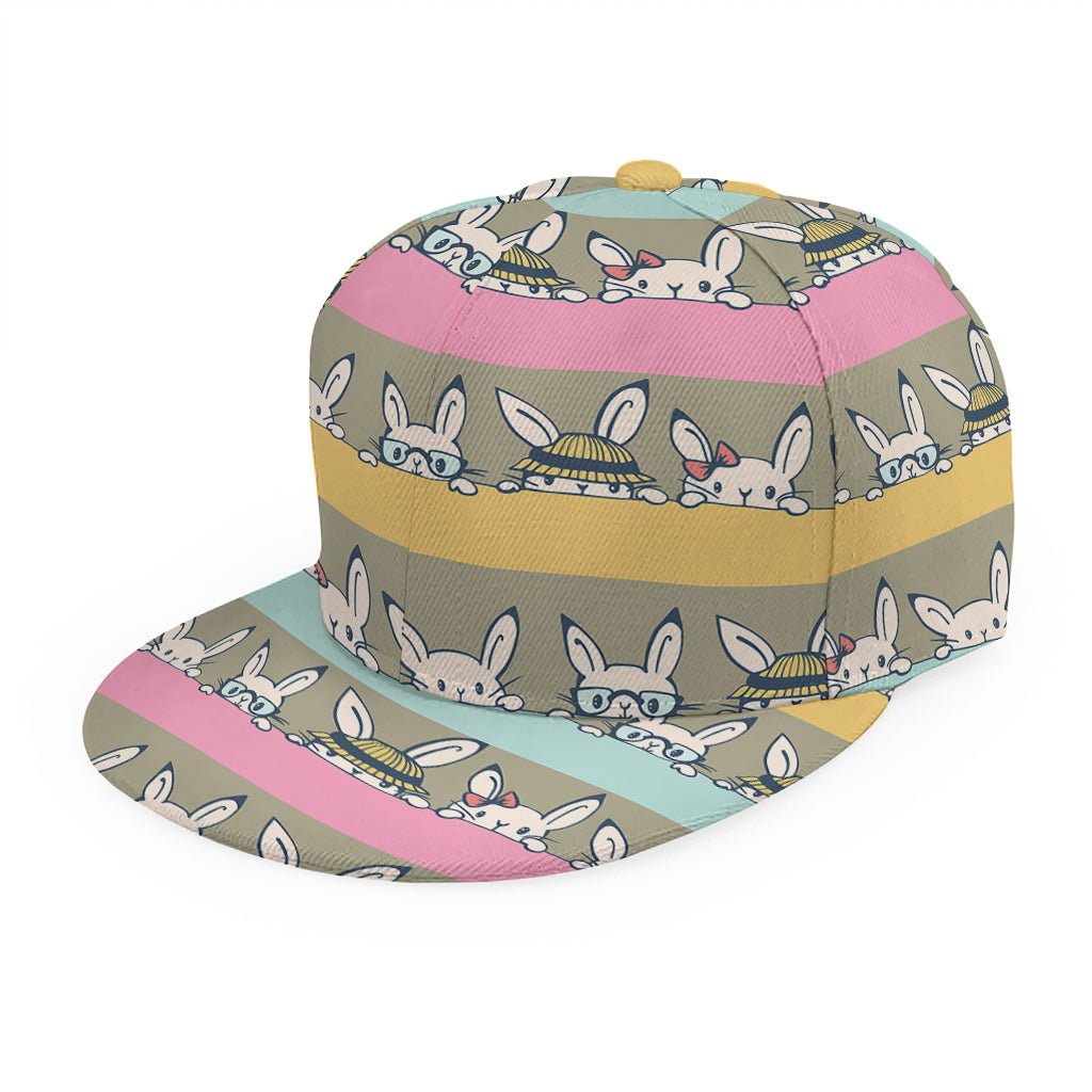 Cartoon Rabbit Pattern Print Snapback Cap