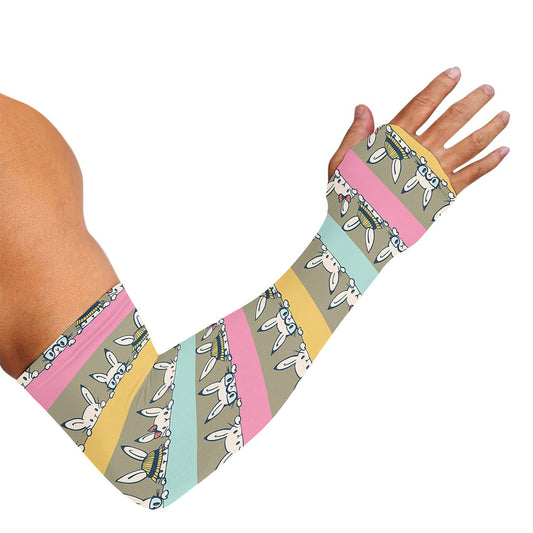 Cartoon Rabbit Pattern Print Sun Protection Arm Sleeves