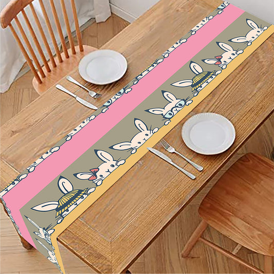 Cartoon Rabbit Pattern Print Table Runner