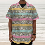 Cartoon Rabbit Pattern Print Textured Short Sleeve Shirt