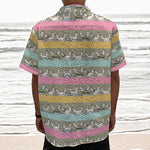 Cartoon Rabbit Pattern Print Textured Short Sleeve Shirt