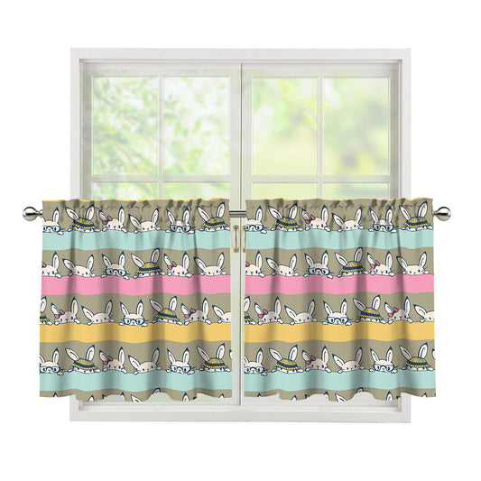 Cartoon Rabbit Pattern Print Tier Curtains