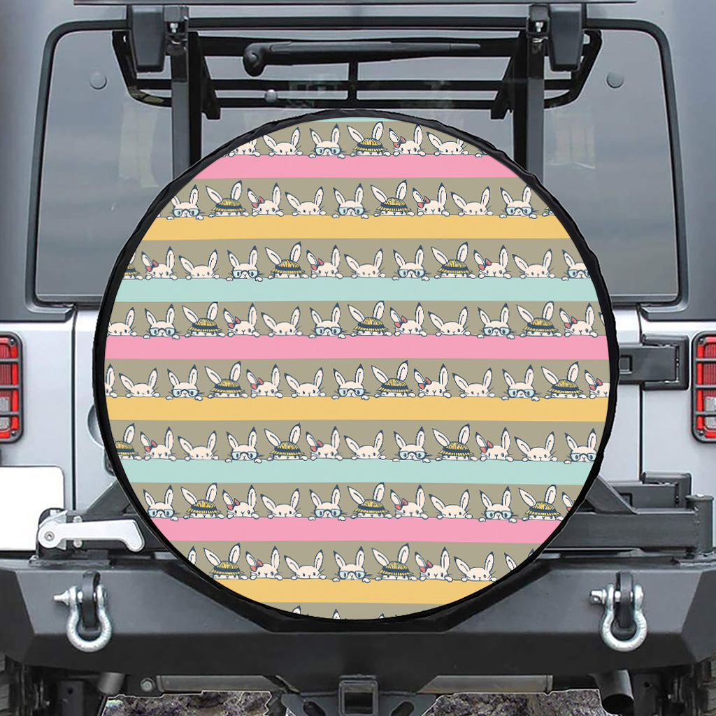 Cartoon Rabbit Pattern Print Tire Cover