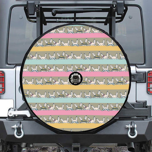 Cartoon Rabbit Pattern Print Tire Cover With Camera Hole