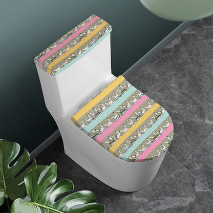 Cartoon Rabbit Pattern Print Toilet Lid And Tank Cover Set