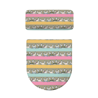 Cartoon Rabbit Pattern Print Toilet Lid And Tank Cover Set