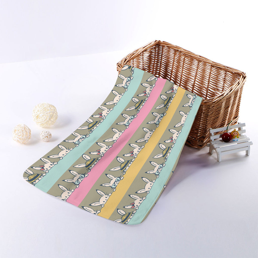 Cartoon Rabbit Pattern Print Towel