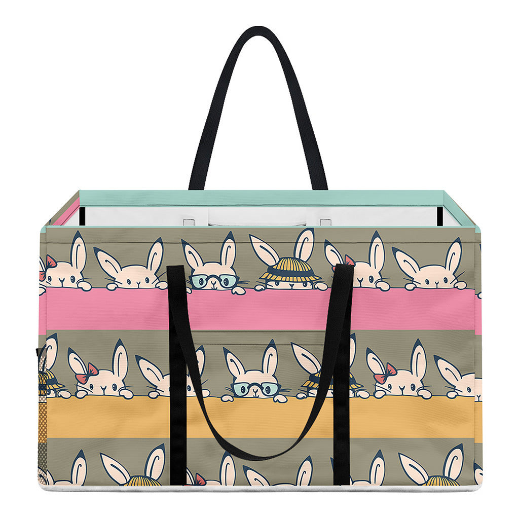 Cartoon Rabbit Pattern Print Utility Tote Bag