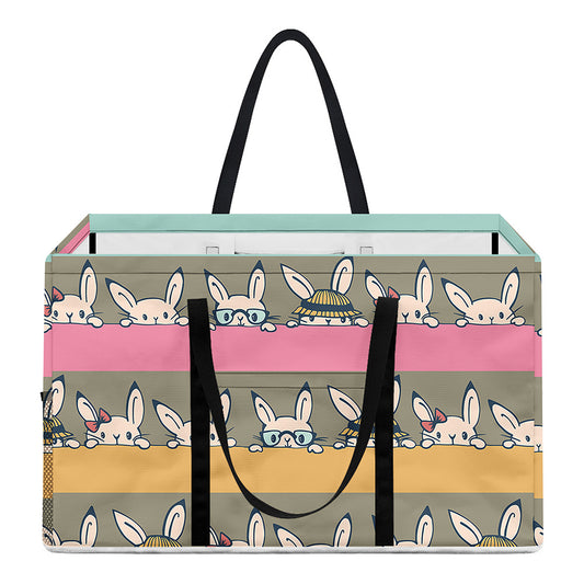 Cartoon Rabbit Pattern Print Utility Tote Bag