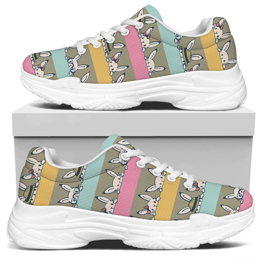 Cartoon Rabbit Pattern Print White Chunky Shoes