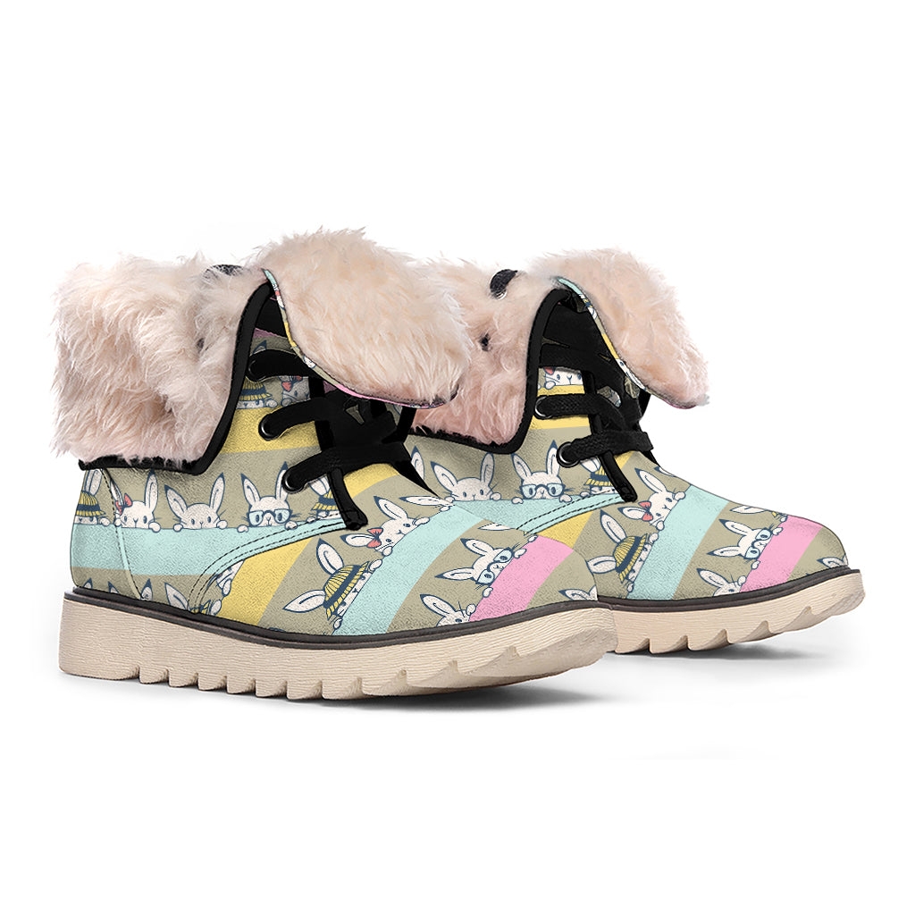 Cartoon Rabbit Pattern Print Winter Boots