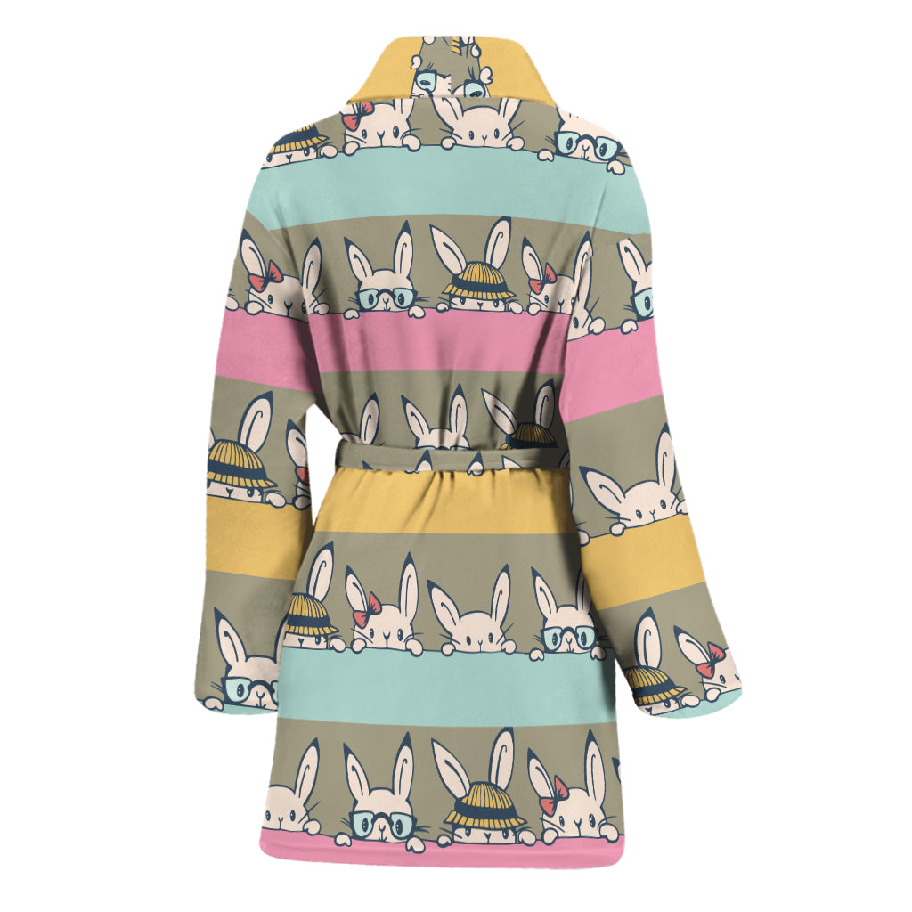 Cartoon Rabbit Pattern Print Women's Bathrobe