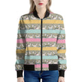 Cartoon Rabbit Pattern Print Women's Bomber Jacket