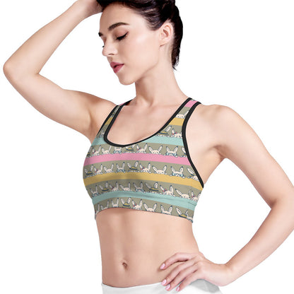 Cartoon Rabbit Pattern Print Women's Sports Bra