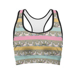 Cartoon Rabbit Pattern Print Women's Sports Bra