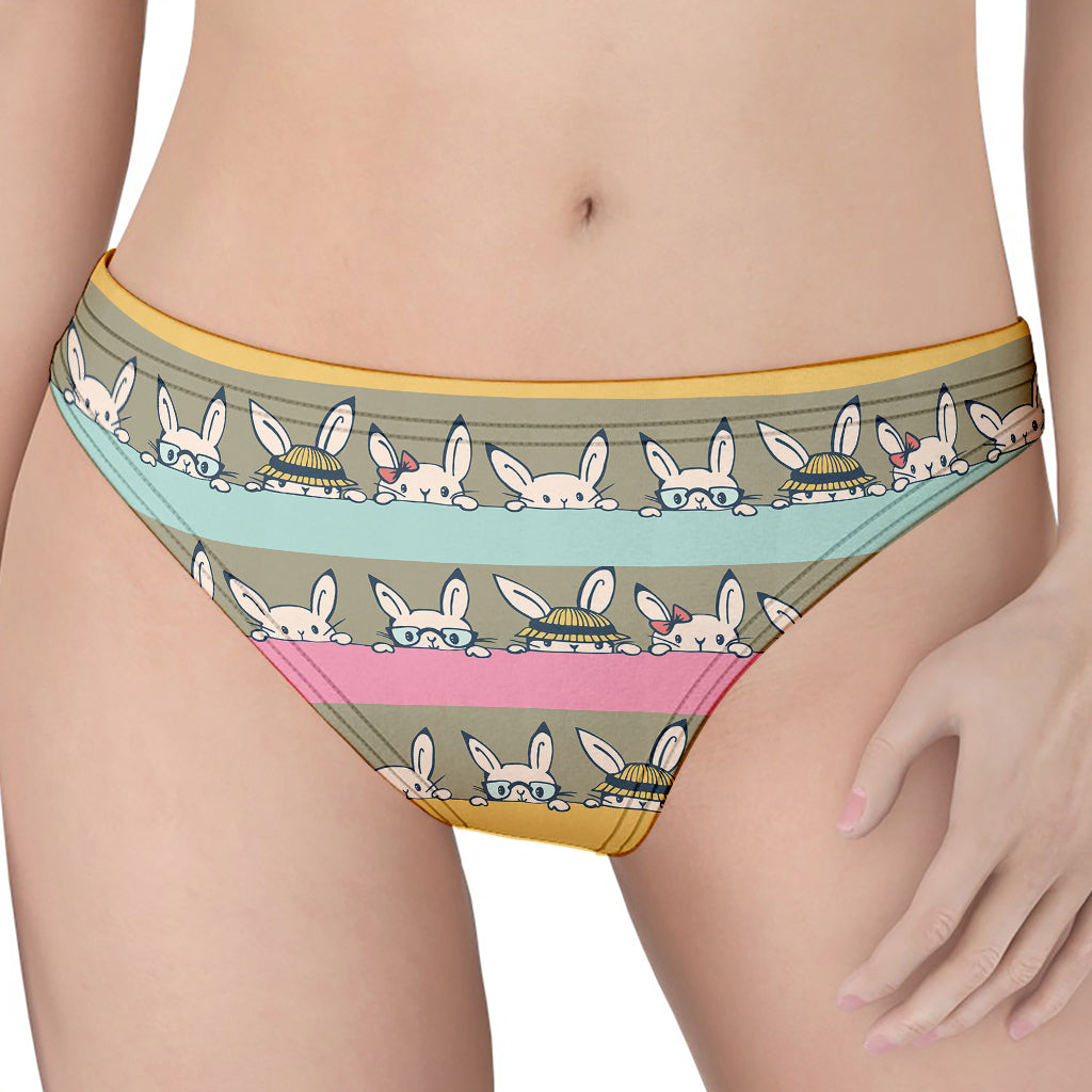 Cartoon Rabbit Pattern Print Women's Thong