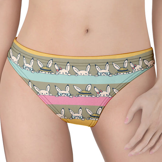 Cartoon Rabbit Pattern Print Women's Thong
