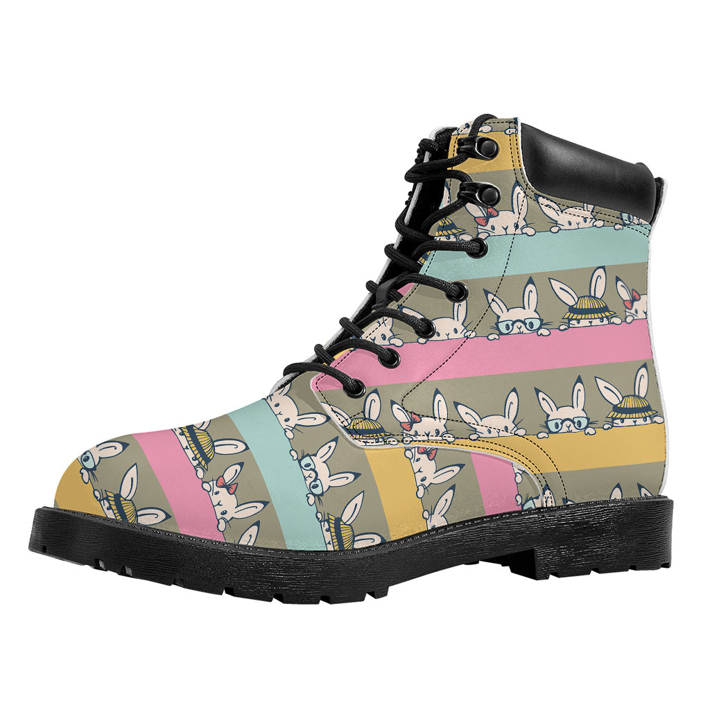 Cartoon Rabbit Pattern Print Work Boots