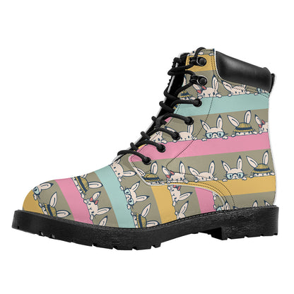 Cartoon Rabbit Pattern Print Work Boots