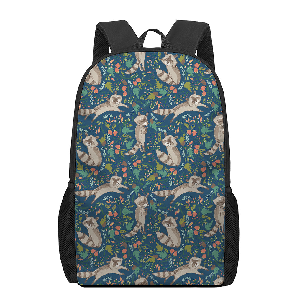 Cartoon Raccoon Pattern Print 17 Inch Backpack