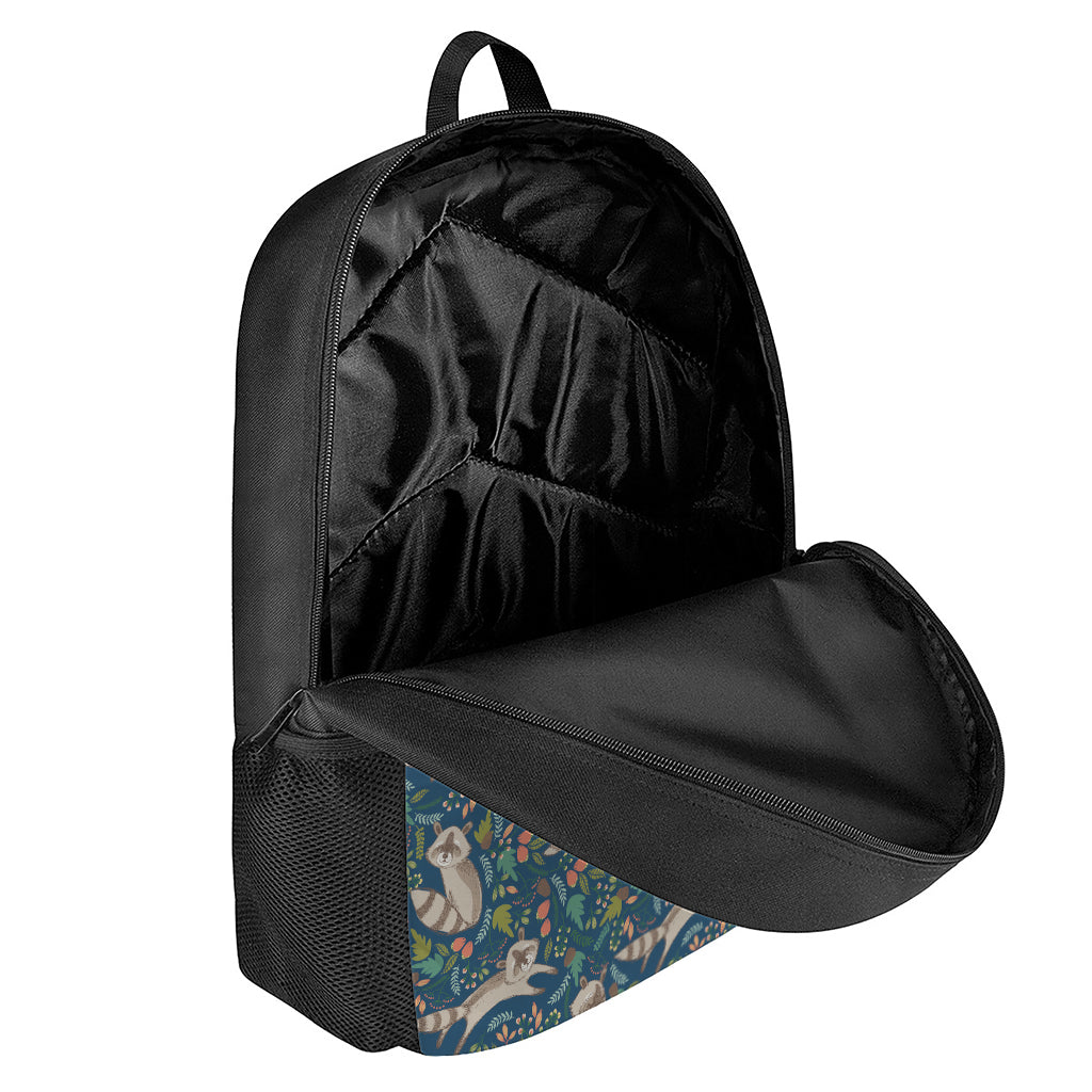 Cartoon Raccoon Pattern Print 17 Inch Backpack