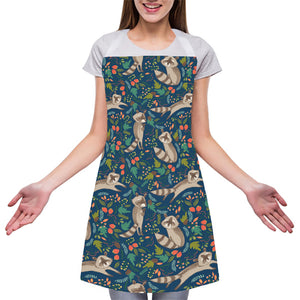 Cartoon Raccoon Pattern Print Adjustable Apron