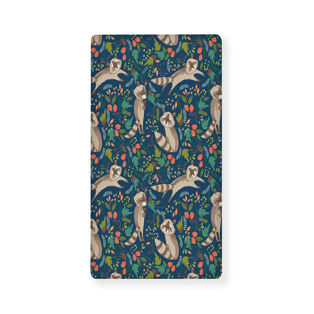 Cartoon Raccoon Pattern Print Baby Crib Sheet