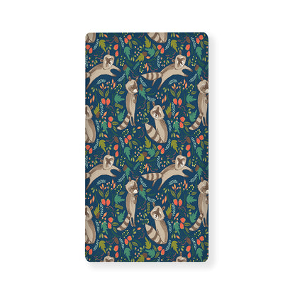 Cartoon Raccoon Pattern Print Baby Crib Sheet