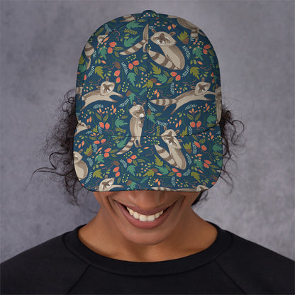 Cartoon Raccoon Pattern Print Baseball Cap