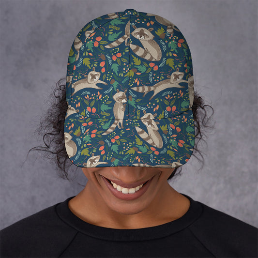 Cartoon Raccoon Pattern Print Baseball Cap