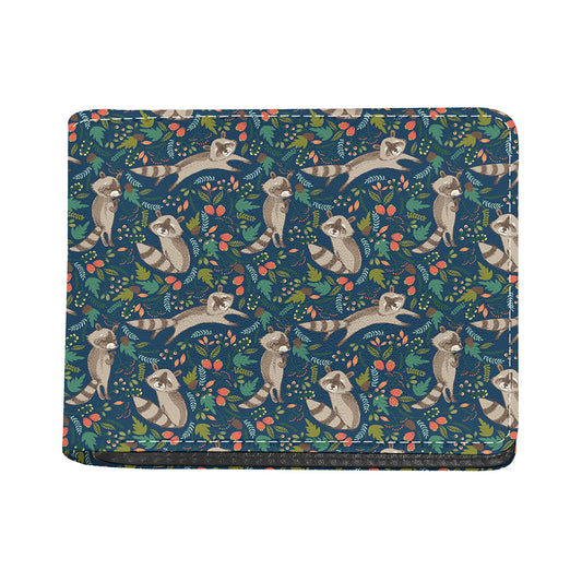 Cartoon Raccoon Pattern Print Bifold Wallet