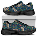 Cartoon Raccoon Pattern Print Black Chunky Shoes