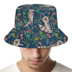 Cartoon Raccoon Pattern Print Bucket Hat