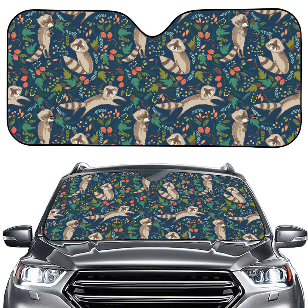 Cartoon Raccoon Pattern Print Car Windshield Sun Shade